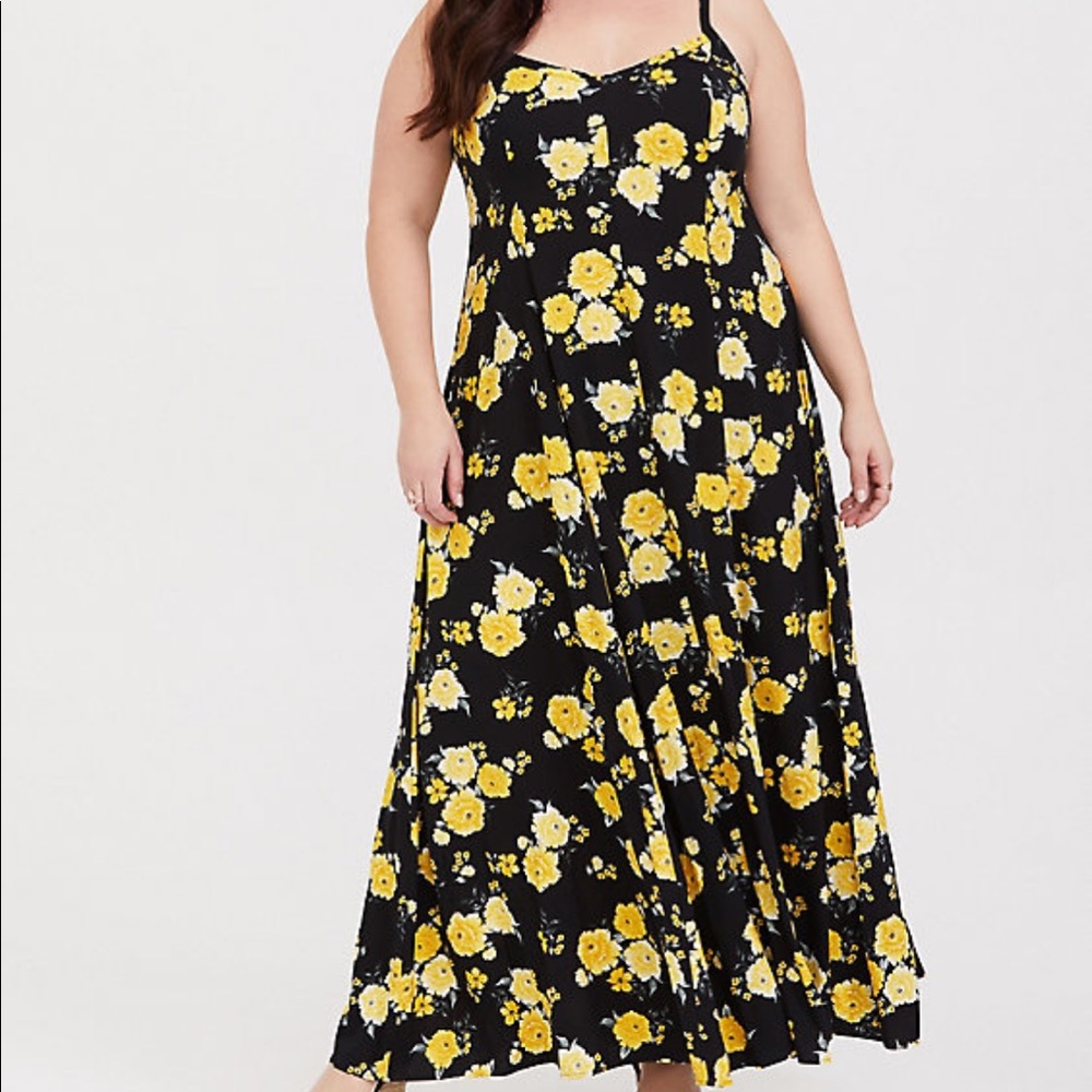 Sundress black with beautiful yellow flowers
